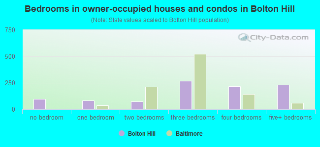 Bedrooms in owner-occupied houses and condos in Bolton Hill