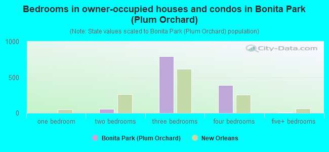 Bedrooms in owner-occupied houses and condos in Bonita Park (Plum Orchard)