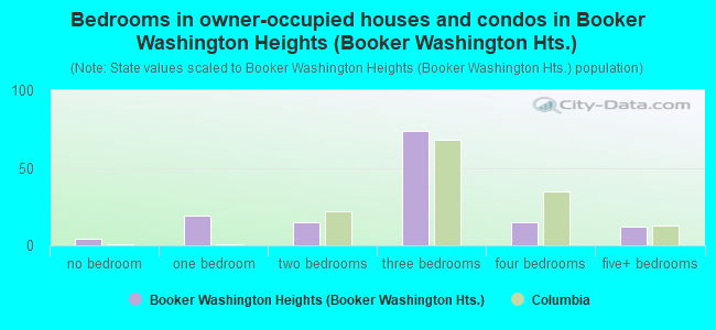 Bedrooms in owner-occupied houses and condos in Booker Washington Heights (Booker Washington Hts.)