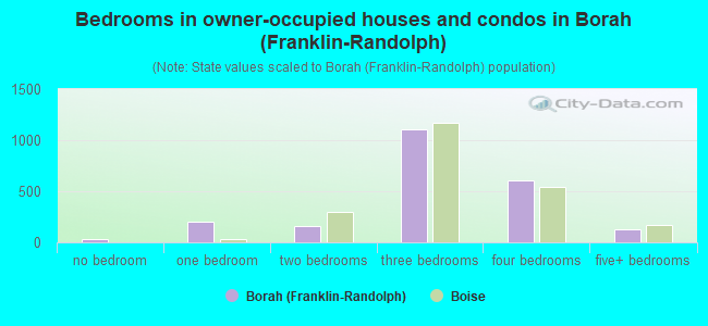 Bedrooms in owner-occupied houses and condos in Borah (Franklin-Randolph)