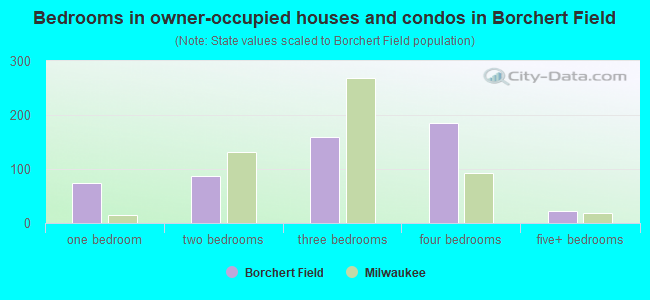 Bedrooms in owner-occupied houses and condos in Borchert Field