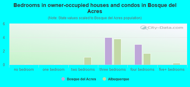 Bedrooms in owner-occupied houses and condos in Bosque del Acres