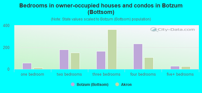 Bedrooms in owner-occupied houses and condos in Botzum (Bottsom)
