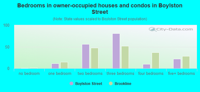 Bedrooms in owner-occupied houses and condos in Boylston Street