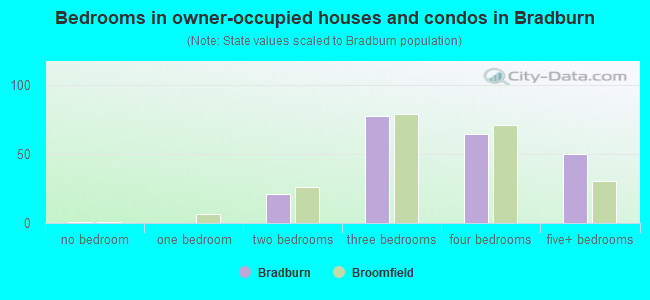 Bedrooms in owner-occupied houses and condos in Bradburn