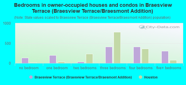 Bedrooms in owner-occupied houses and condos in Braesview Terrace (Braesview Terrace/Braesmont Addition)