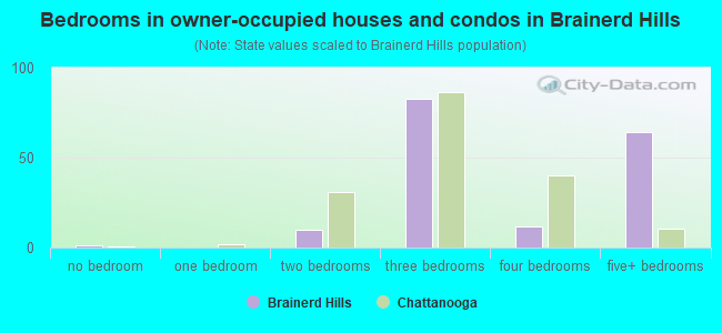 Bedrooms in owner-occupied houses and condos in Brainerd Hills