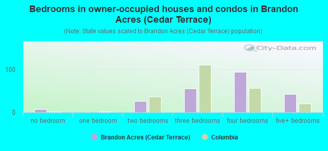 Bedrooms in owner-occupied houses and condos in Brandon Acres (Cedar Terrace)