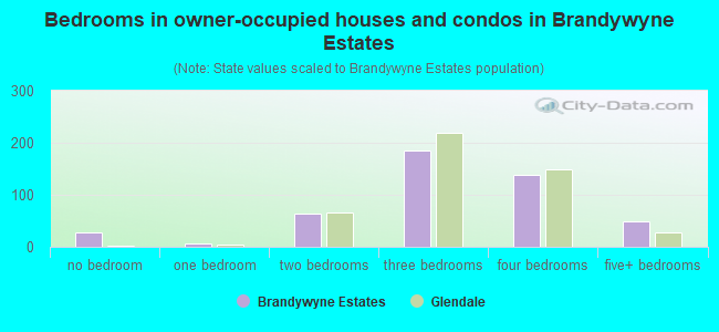 Bedrooms in owner-occupied houses and condos in Brandywyne Estates