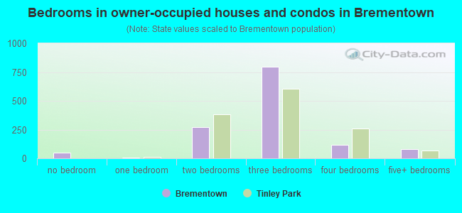 Bedrooms in owner-occupied houses and condos in Brementown