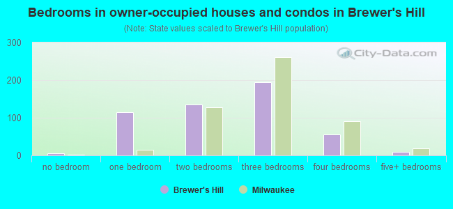 Bedrooms in owner-occupied houses and condos in Brewer's Hill