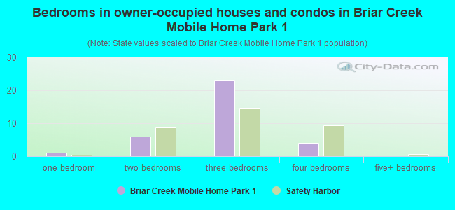 Bedrooms in owner-occupied houses and condos in Briar Creek Mobile Home Park 1