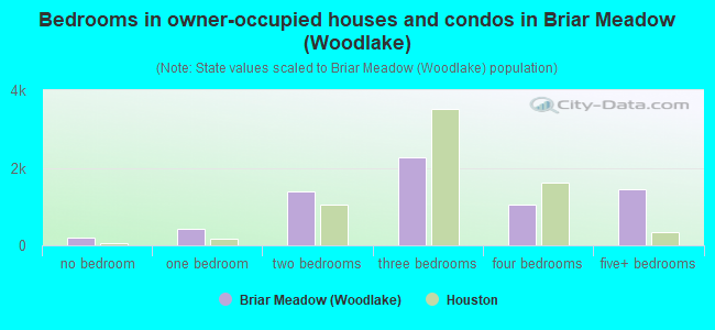 Bedrooms in owner-occupied houses and condos in Briar Meadow (Woodlake)