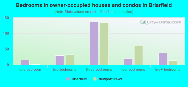 Bedrooms in owner-occupied houses and condos in Briarfield