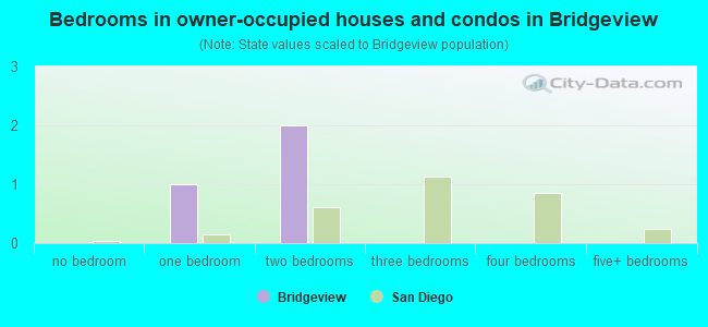 Bedrooms in owner-occupied houses and condos in Bridgeview