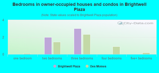 Bedrooms in owner-occupied houses and condos in Brightwell Plaza