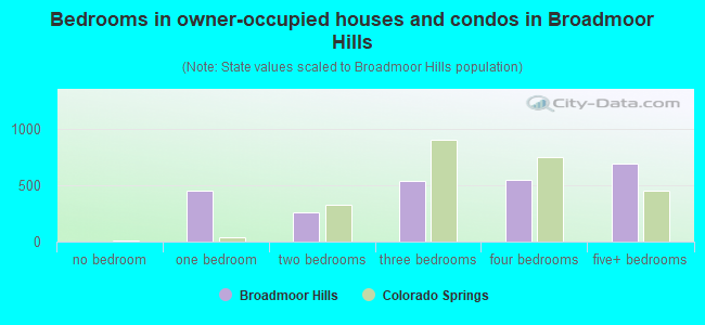 Bedrooms in owner-occupied houses and condos in Broadmoor Hills