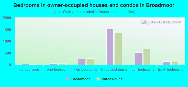 Bedrooms in owner-occupied houses and condos in Broadmoor