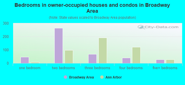 Bedrooms in owner-occupied houses and condos in Broadway Area