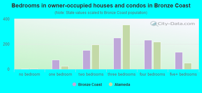 Bedrooms in owner-occupied houses and condos in Bronze Coast