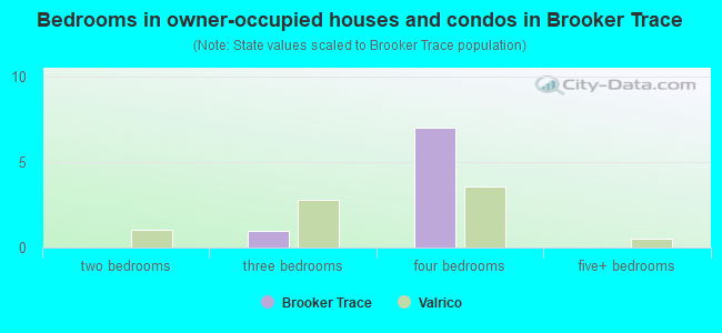 Bedrooms in owner-occupied houses and condos in Brooker Trace
