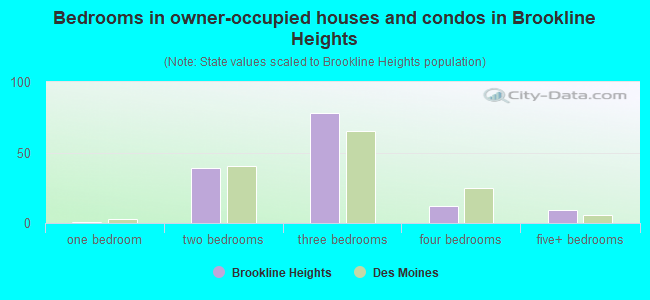 Bedrooms in owner-occupied houses and condos in Brookline Heights