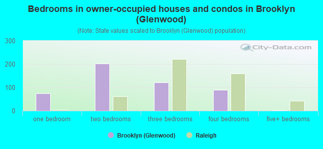 Bedrooms in owner-occupied houses and condos in Brooklyn (Glenwood)