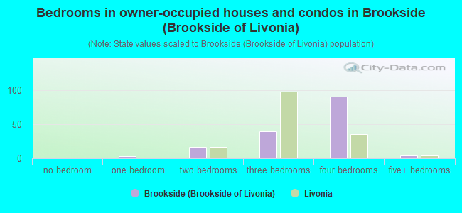 Bedrooms in owner-occupied houses and condos in Brookside (Brookside of Livonia)