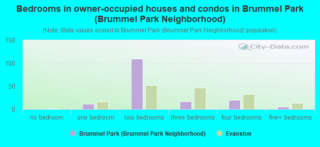 Bedrooms in owner-occupied houses and condos in Brummel Park (Brummel Park Neighborhood)