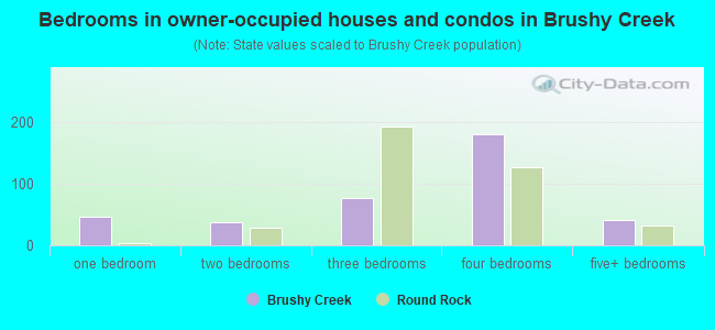 Bedrooms in owner-occupied houses and condos in Brushy Creek