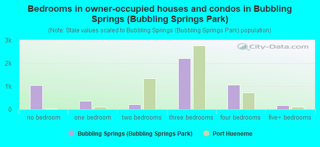 Bedrooms in owner-occupied houses and condos in Bubbling Springs (Bubbling Springs Park)