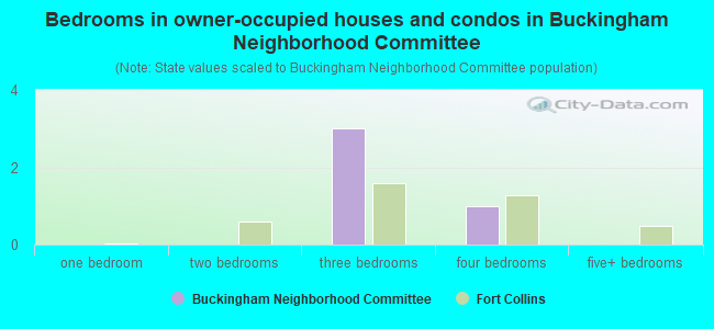 Bedrooms in owner-occupied houses and condos in Buckingham Neighborhood Committee