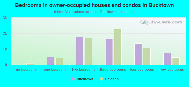 Bedrooms in owner-occupied houses and condos in Bucktown