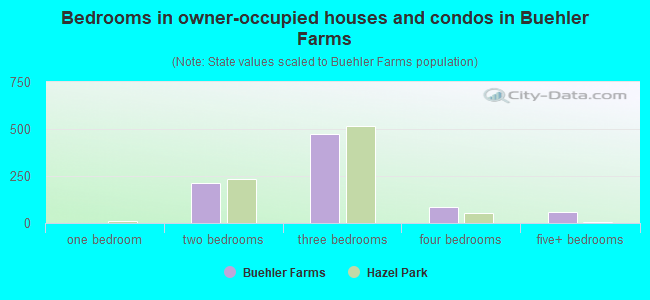 Bedrooms in owner-occupied houses and condos in Buehler Farms