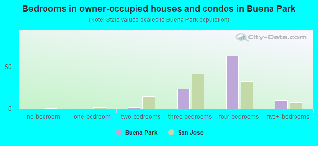Bedrooms in owner-occupied houses and condos in Buena Park