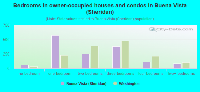 Bedrooms in owner-occupied houses and condos in Buena Vista (Sheridan)