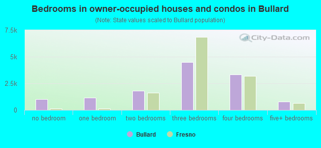Bedrooms in owner-occupied houses and condos in Bullard
