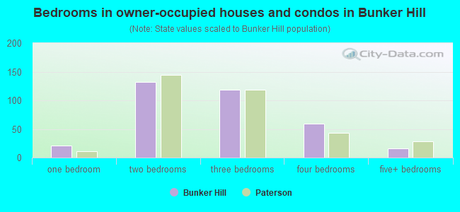 Bedrooms in owner-occupied houses and condos in Bunker Hill
