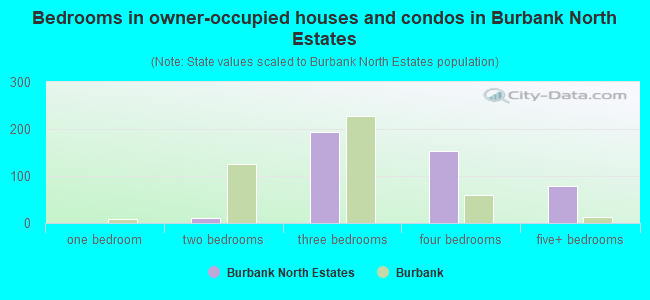 Bedrooms in owner-occupied houses and condos in Burbank North Estates