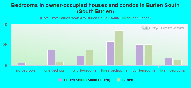Bedrooms in owner-occupied houses and condos in Burien South (South Burien)