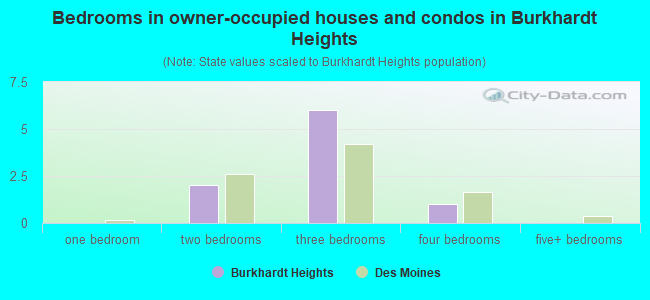 Bedrooms in owner-occupied houses and condos in Burkhardt Heights
