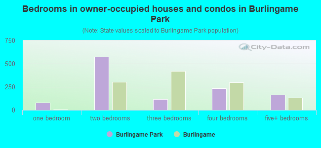 Bedrooms in owner-occupied houses and condos in Burlingame Park