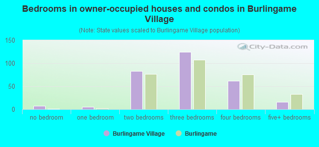 Bedrooms in owner-occupied houses and condos in Burlingame Village