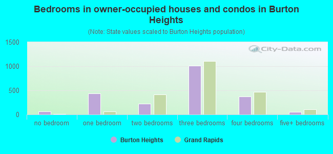 Bedrooms in owner-occupied houses and condos in Burton Heights