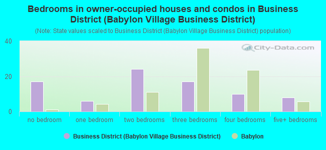 Bedrooms in owner-occupied houses and condos in Business District (Babylon Village Business District)