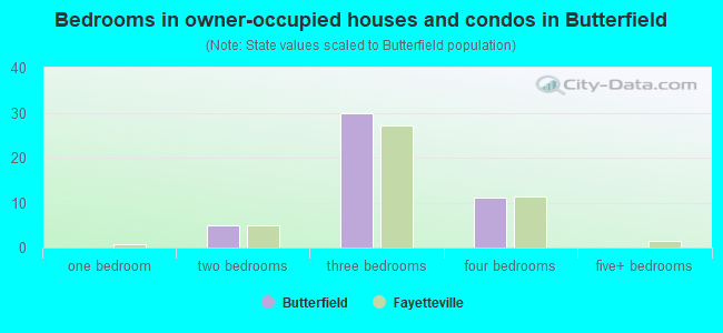 Bedrooms in owner-occupied houses and condos in Butterfield