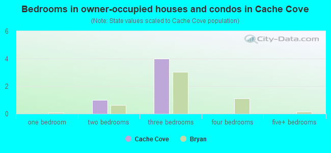 Bedrooms in owner-occupied houses and condos in Cache Cove