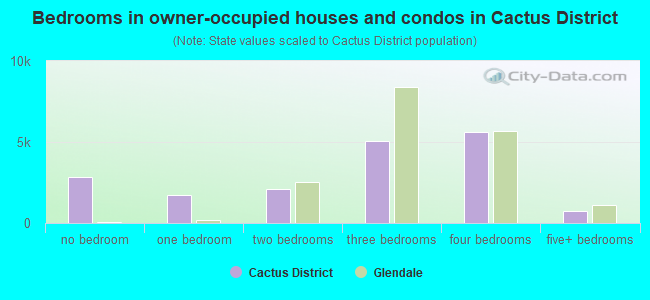 Bedrooms in owner-occupied houses and condos in Cactus District