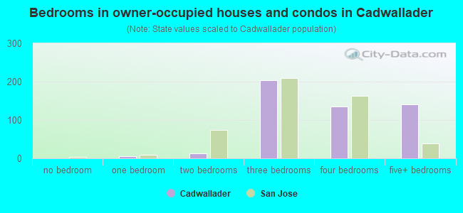Bedrooms in owner-occupied houses and condos in Cadwallader