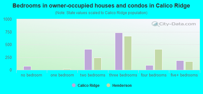 Bedrooms in owner-occupied houses and condos in Calico Ridge